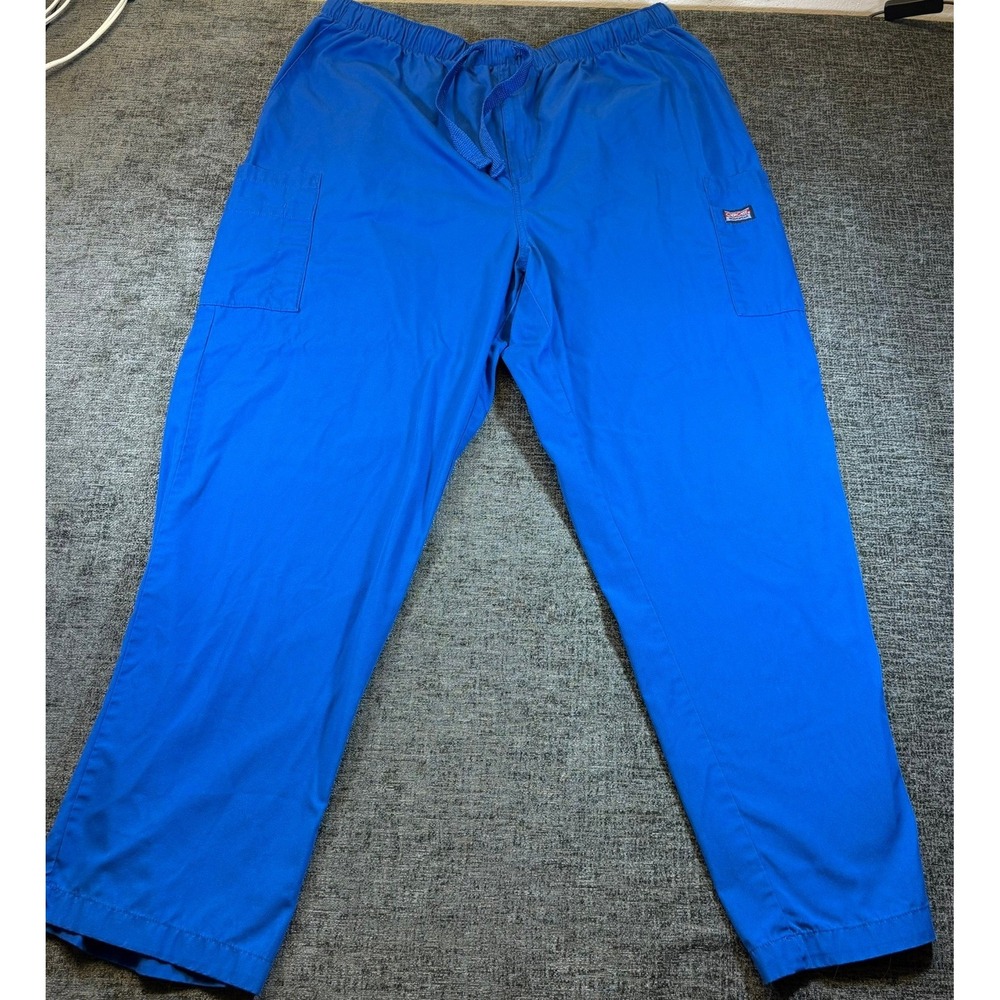 Cherokee Workwear Scrub Pants Unisex XL Royal Blue Cargo Drawstring 4000
